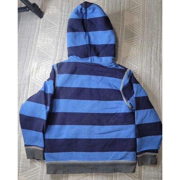 Hanna Andersson Sherpa Lined Hoodie 4Y (100) | Navy & Blue Rugby Stripe - Picture 6 of 6